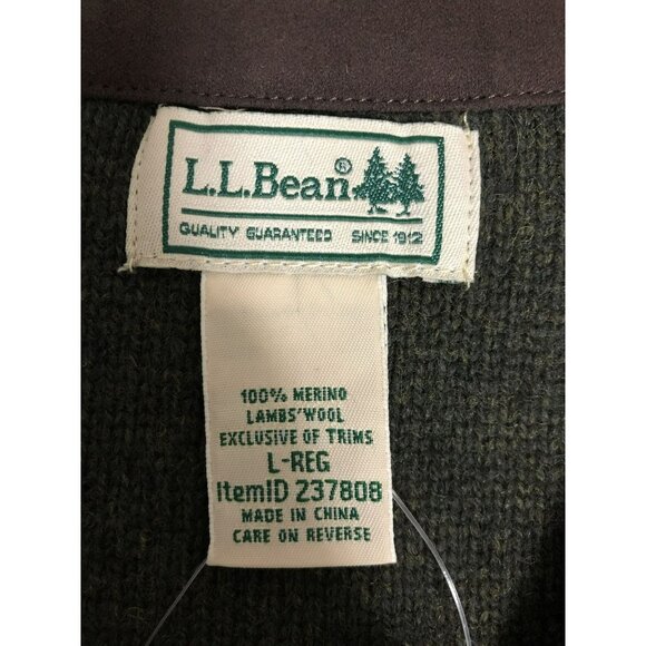 NWT L.L. Bean 100% LambsWool Sweater Size L-Reg Waterfowl Mens Olive Green - Picture 3 of 13